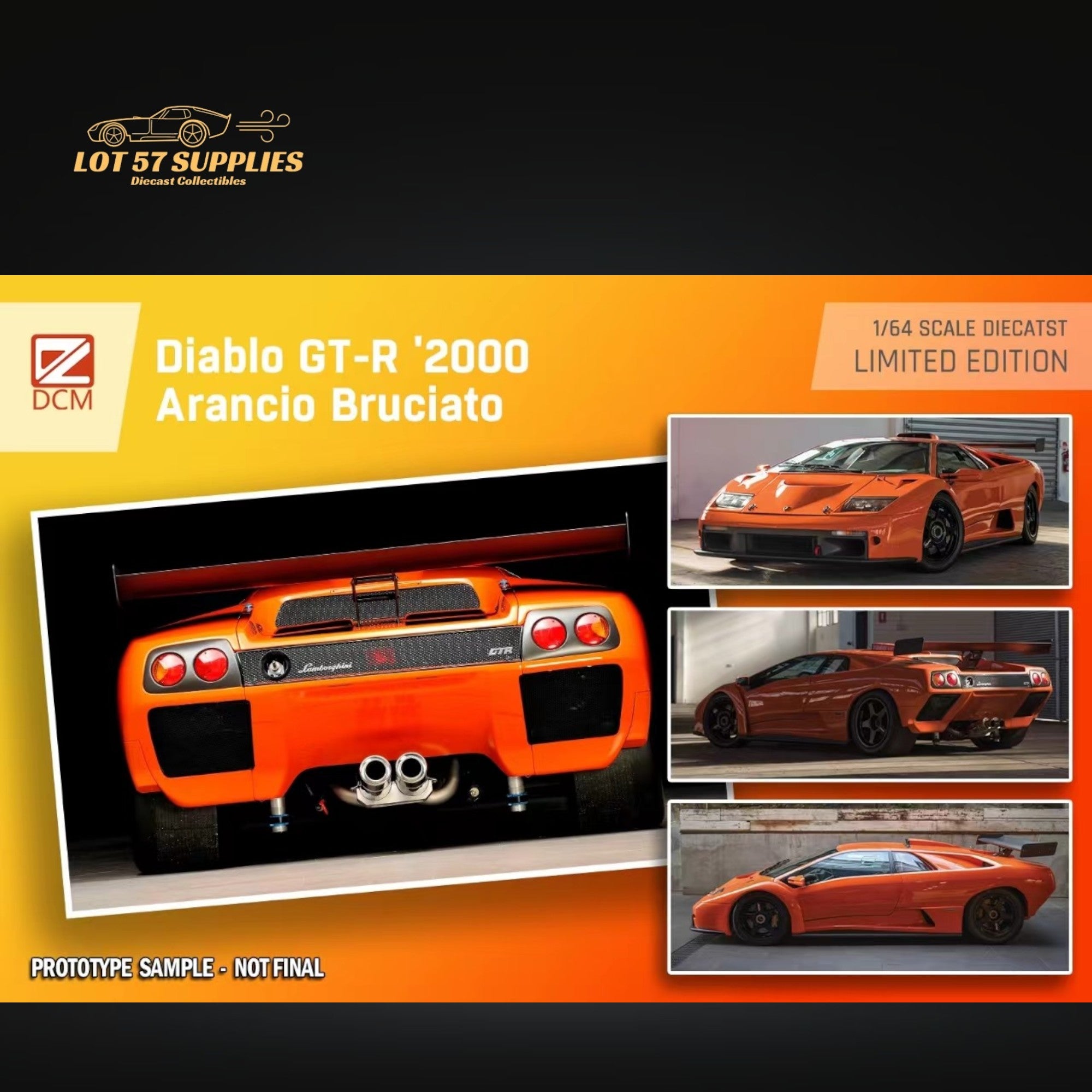 (Pre-Order) DCM Lamborghini Diablo GT-R Orange Diecast Model 1:64 Limited to 500 Pcs