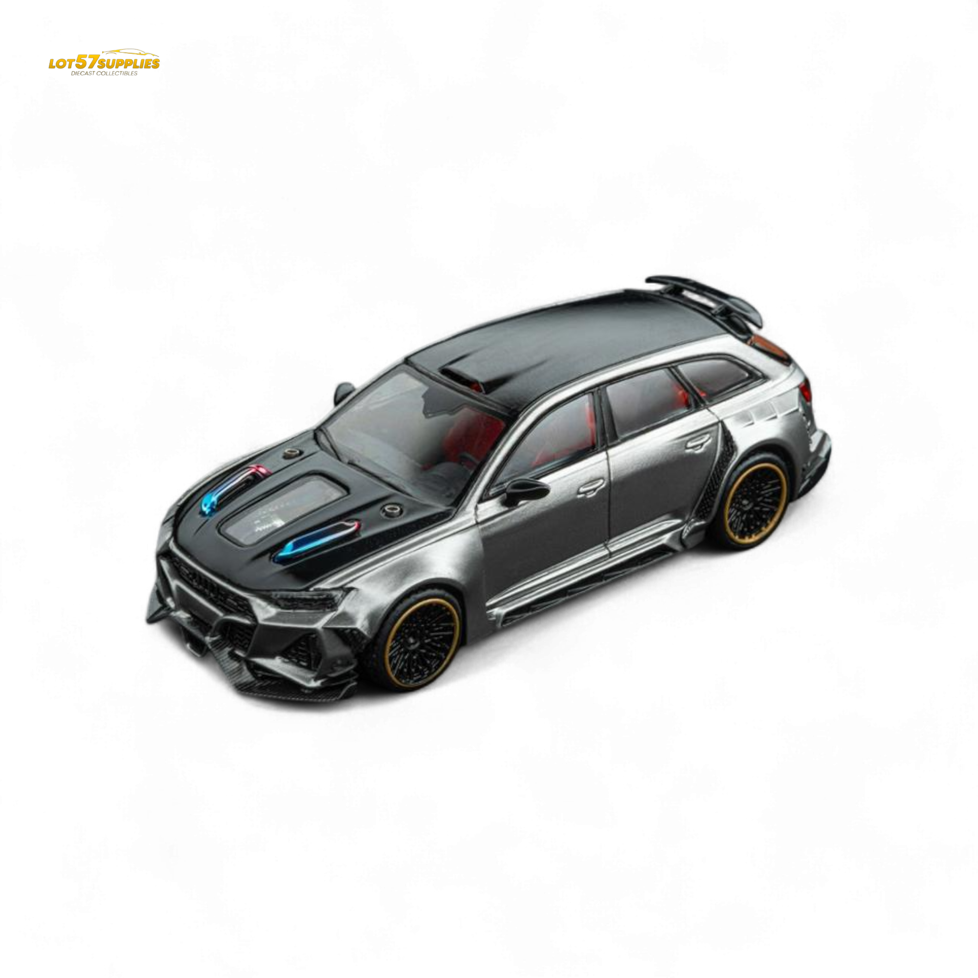 DCM Modified Audi RS6 Wagon Silver/Gray With Ferrari Engine & Openable Hood 1:64