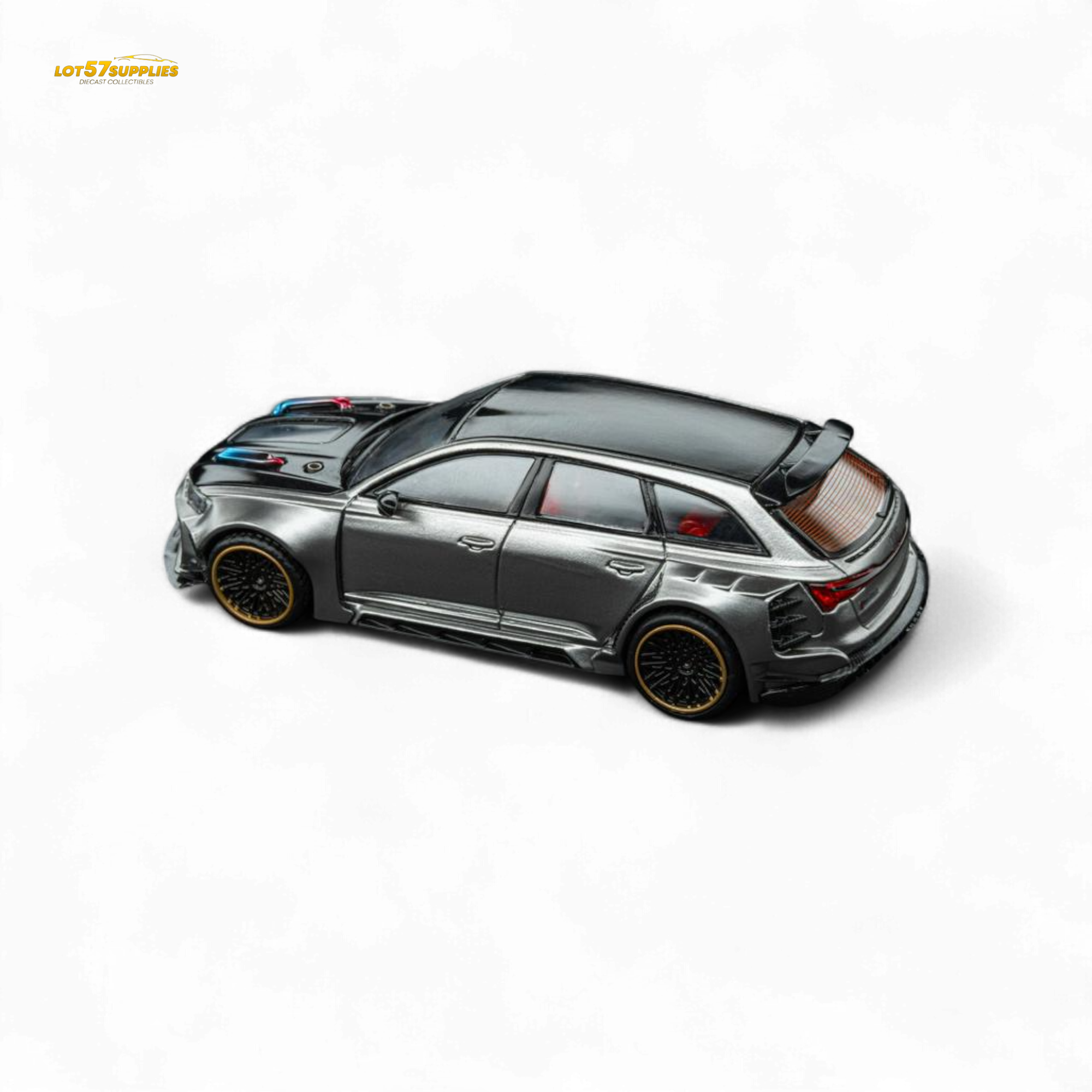 DCM Modified Audi RS6 Wagon Silver/Gray With Ferrari Engine & Openable Hood 1:64