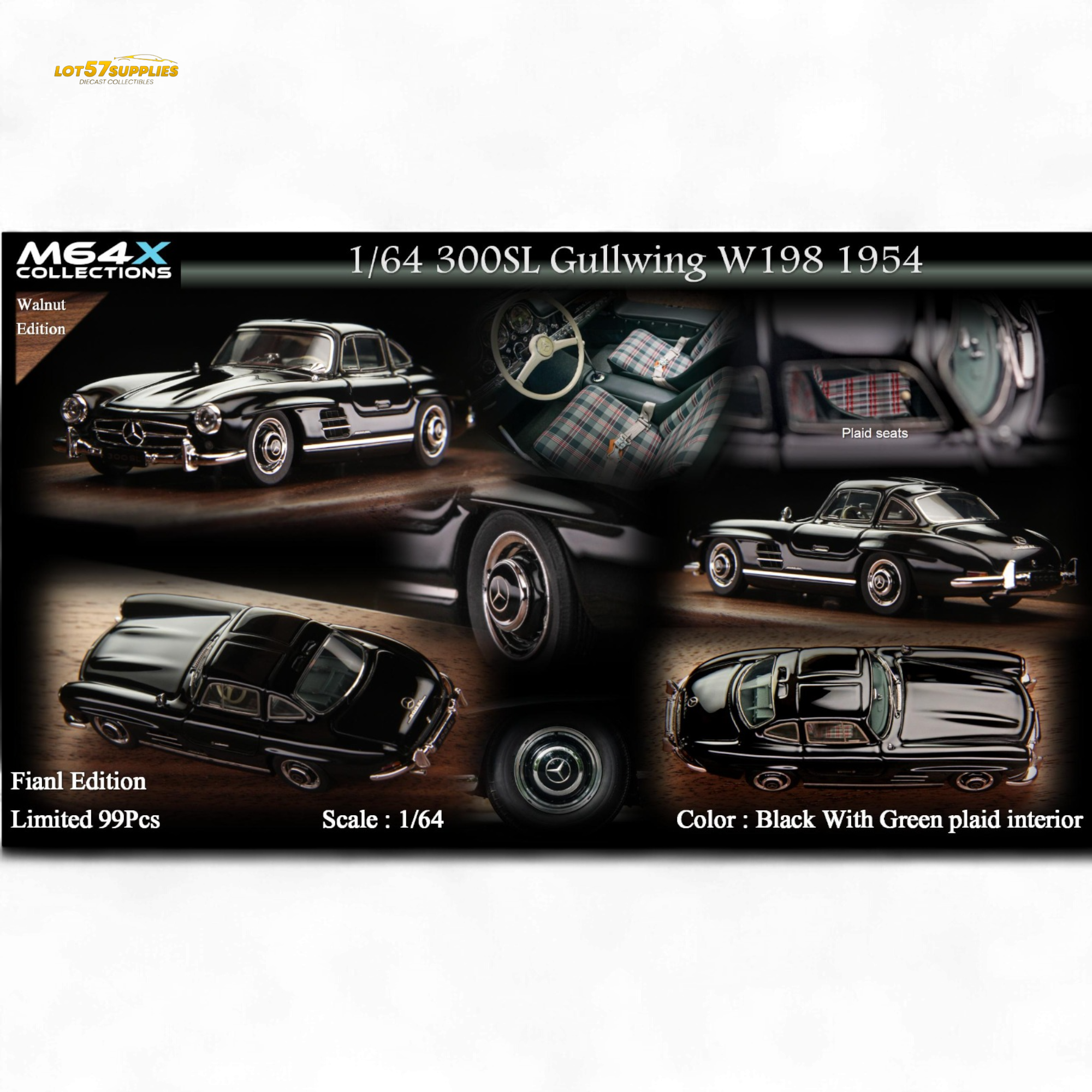 M64X 1:64 300SL W198 1954 Final Edition – Black Limited to 99 Pcs