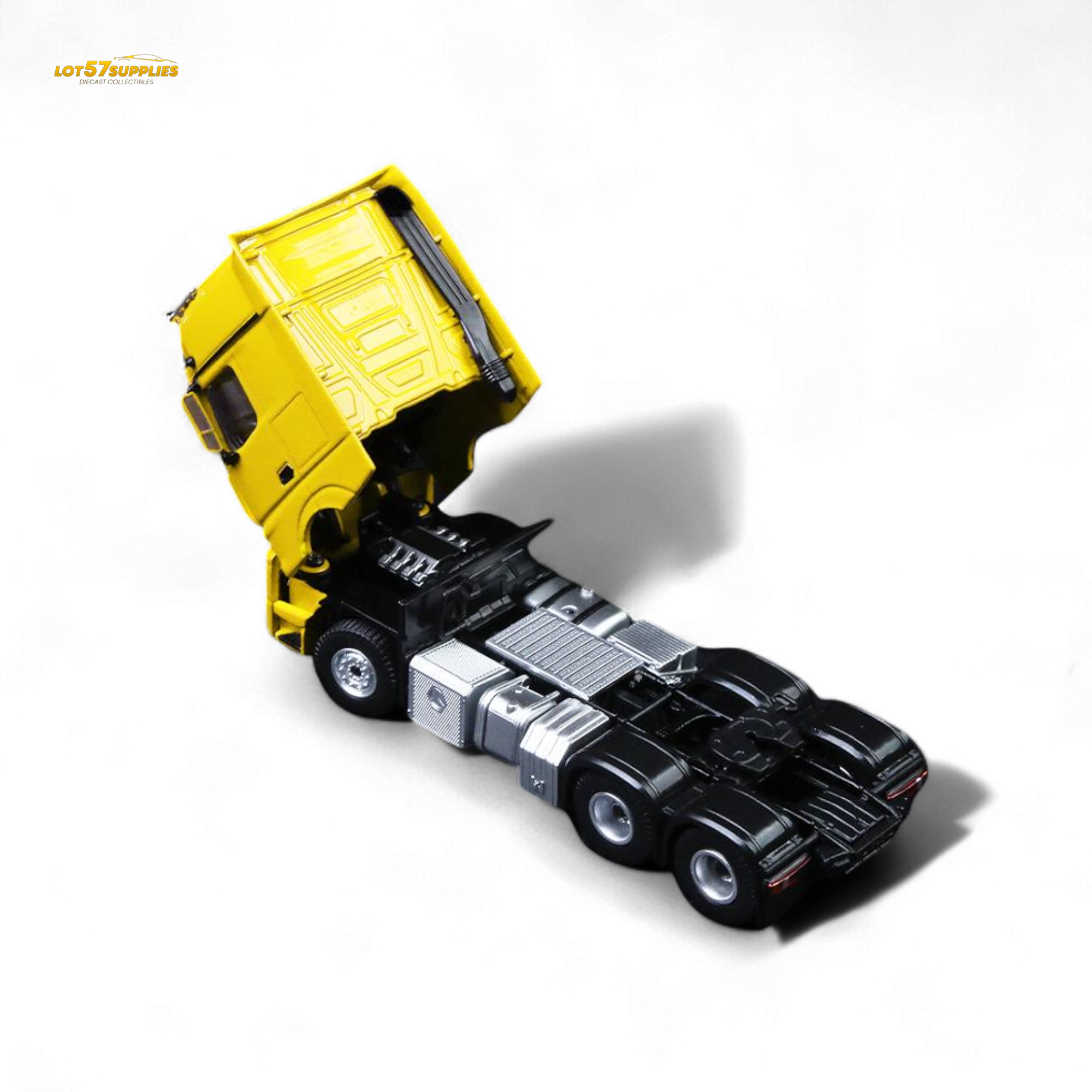 (Pre-Order) TimeMicro & Perka BENZ FLATBED TRANSPORT VEHICLE - Yellow 1/64