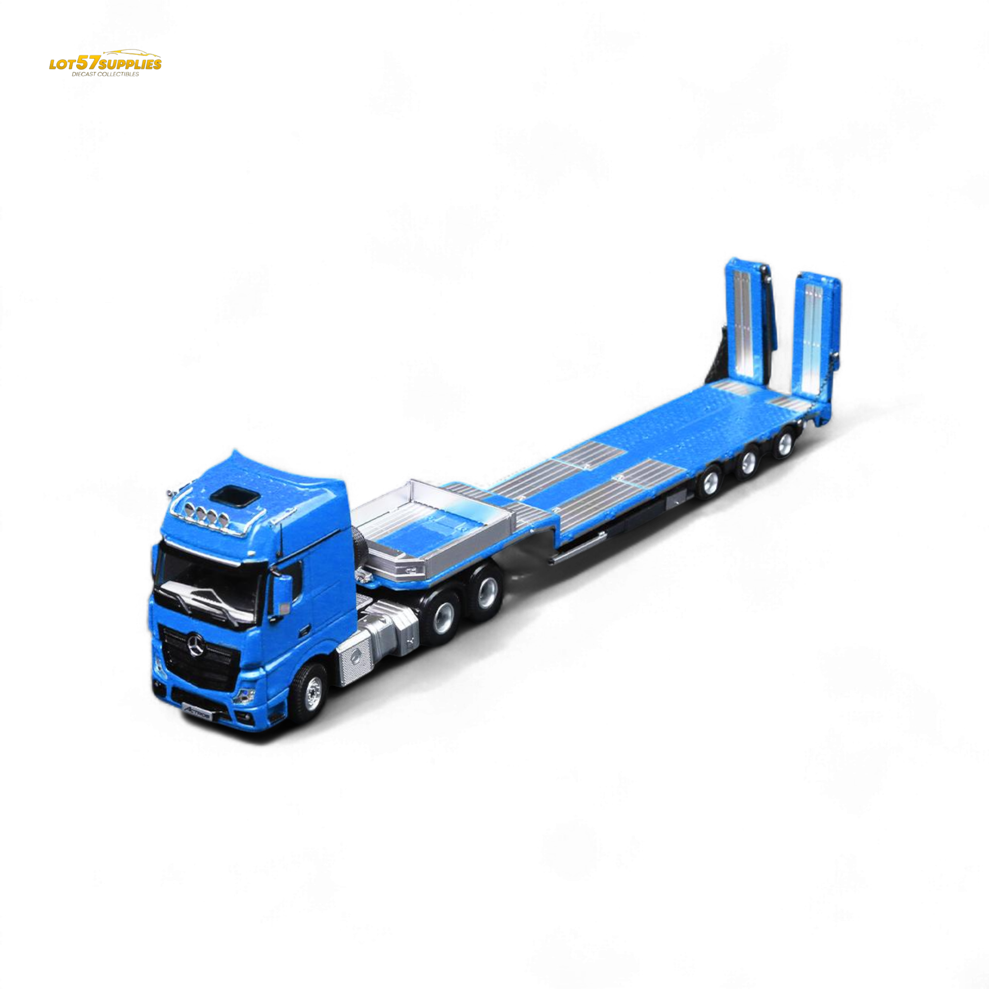(Pre-Order) TimeMicro & Perka BENZ FLATBED TRANSPORT VEHICLE - Blue 1/64