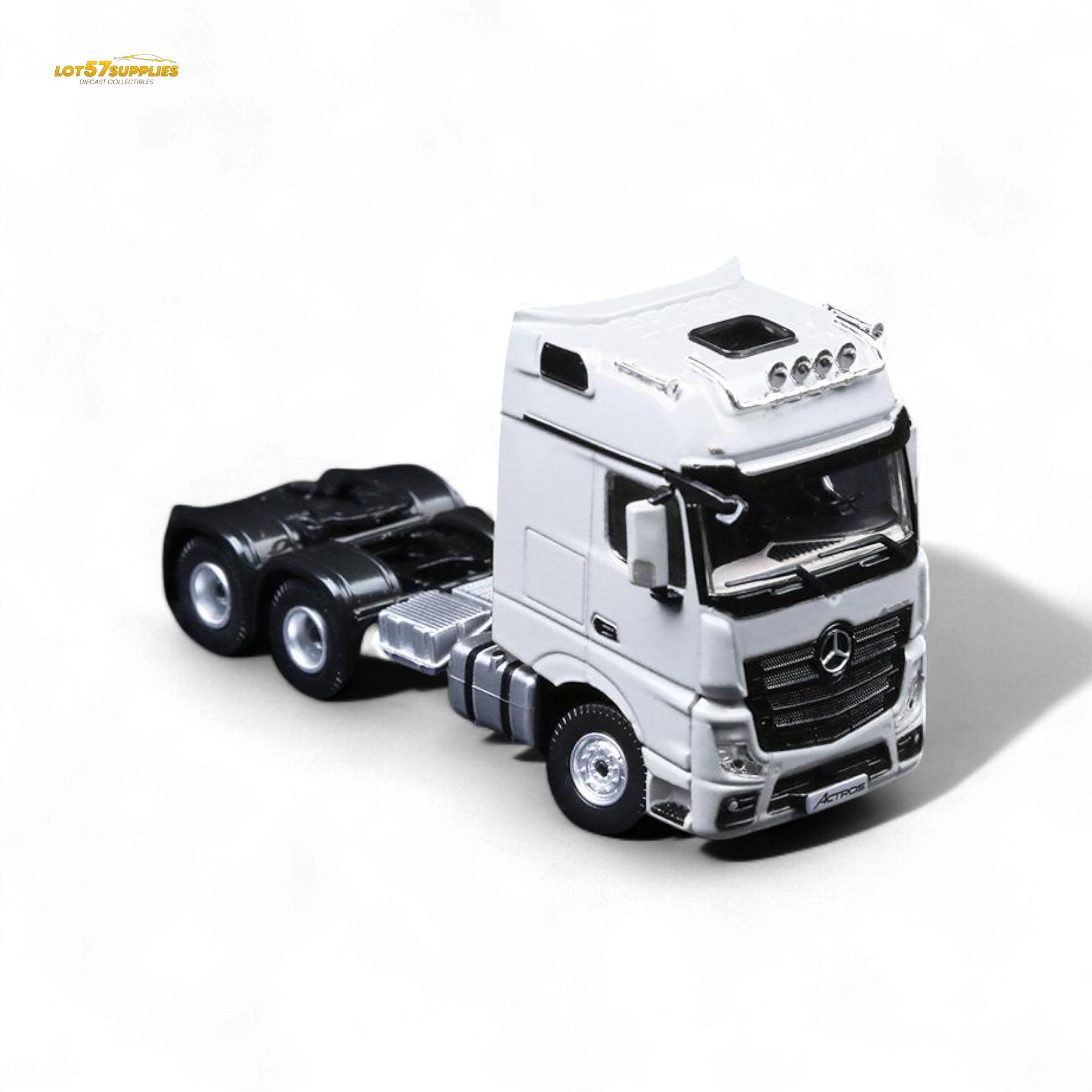 (Pre-Order) TimeMicro & Perka BENZ FLATBED TRANSPORT VEHICLE - White 1/64