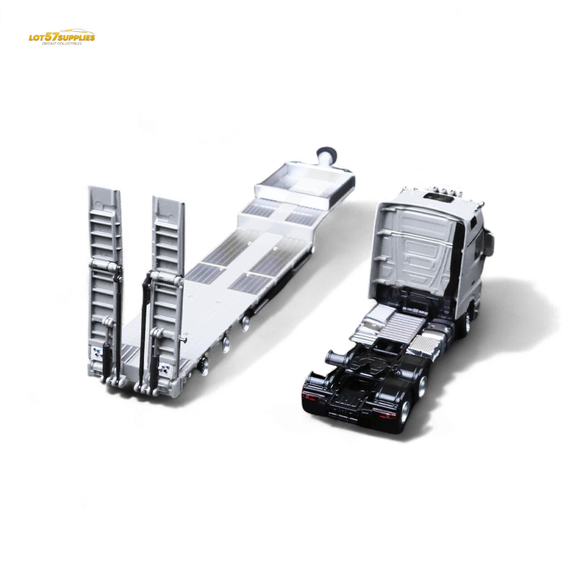 (Pre-Order) TimeMicro & Perka BENZ FLATBED TRANSPORT VEHICLE - White 1/64