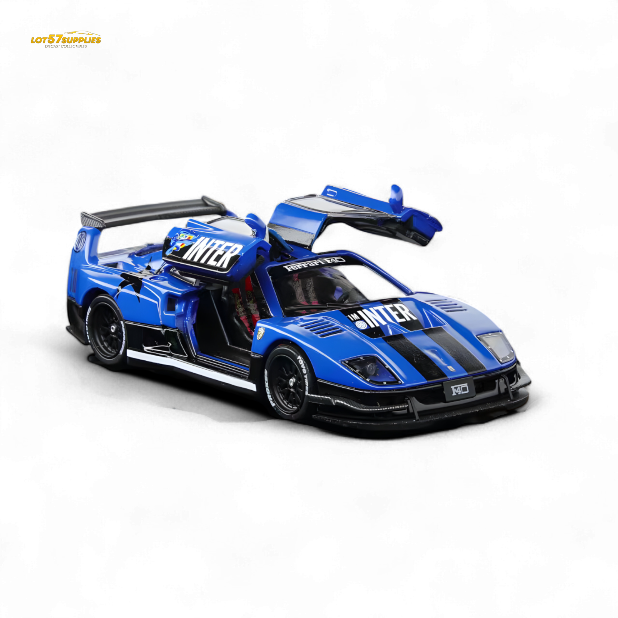 (Pre-Order) Demon King Auto F40 LB-Works Wide-Body Gull Wing Gate Modified - Inter Milan Livery 1:64