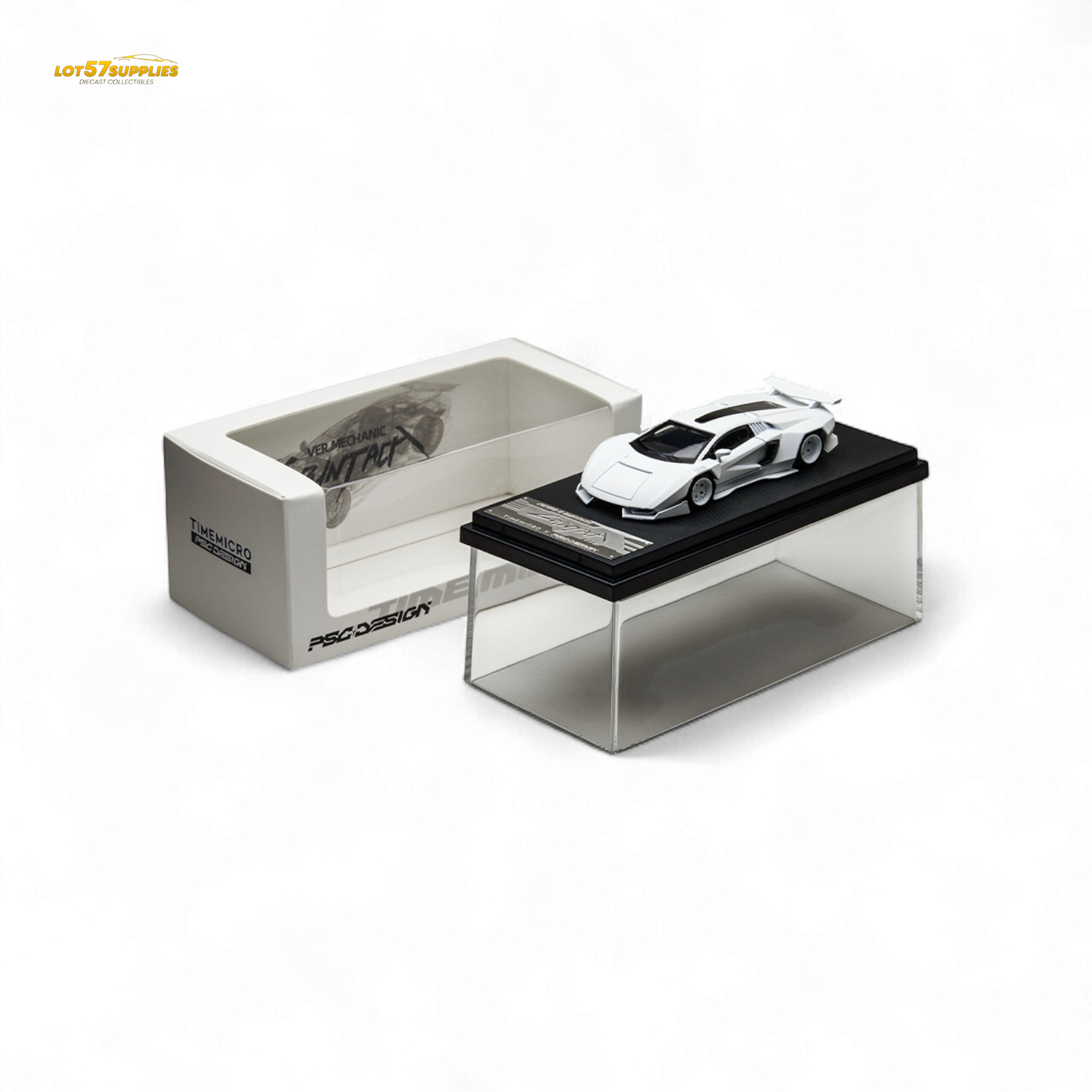 TimeMicro × PSC DESIGN 1/64 Countach V Ver. Mechanic PSC - White 1:64