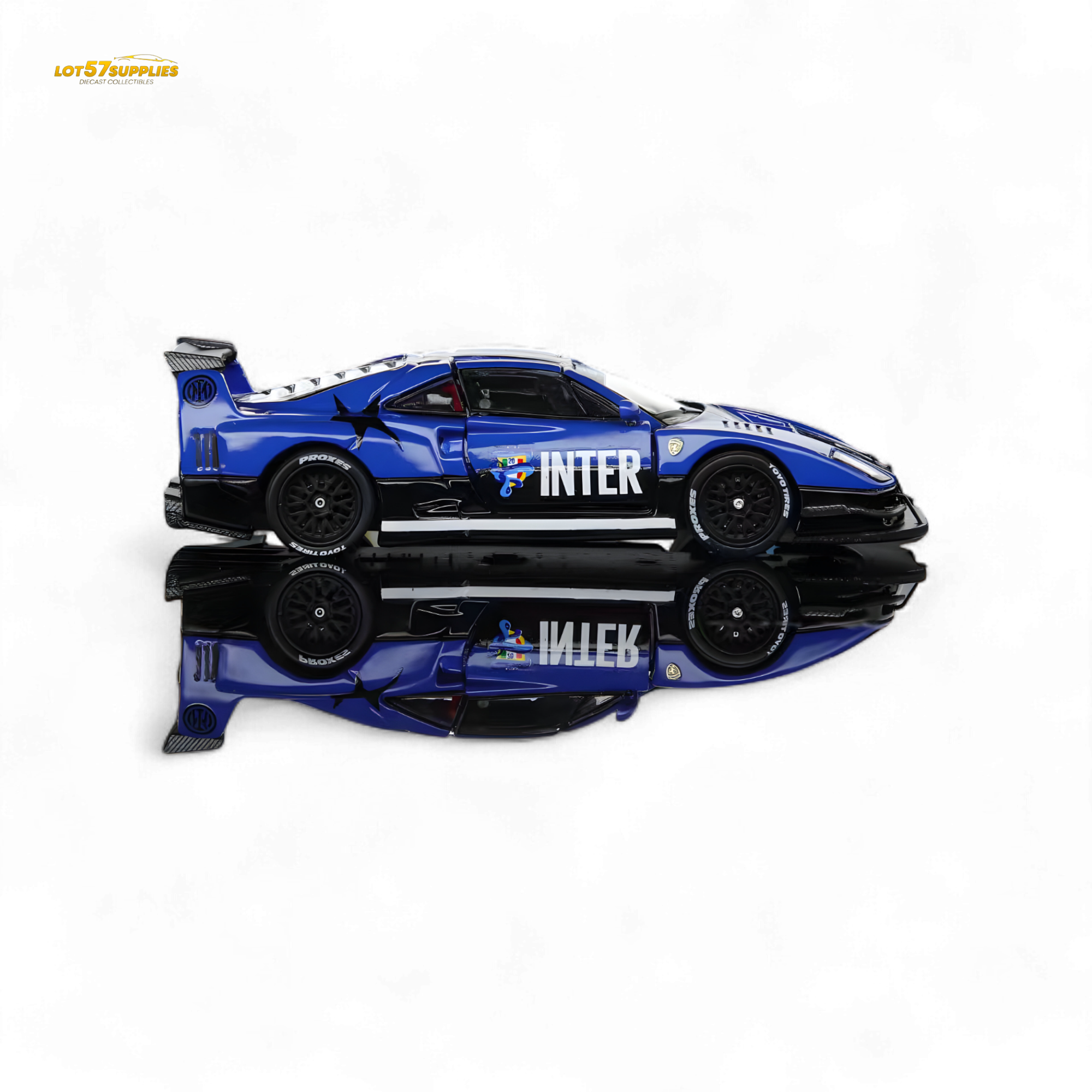 (Pre-Order) Demon King Auto F40 LB-Works Wide-Body Gull Wing Gate Modified - Inter Milan Livery 1:64