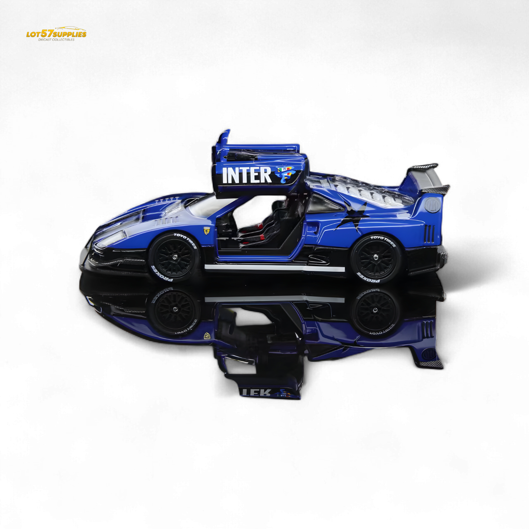 (Pre-Order) Demon King Auto F40 LB-Works Wide-Body Gull Wing Gate Modified - Inter Milan Livery 1:64