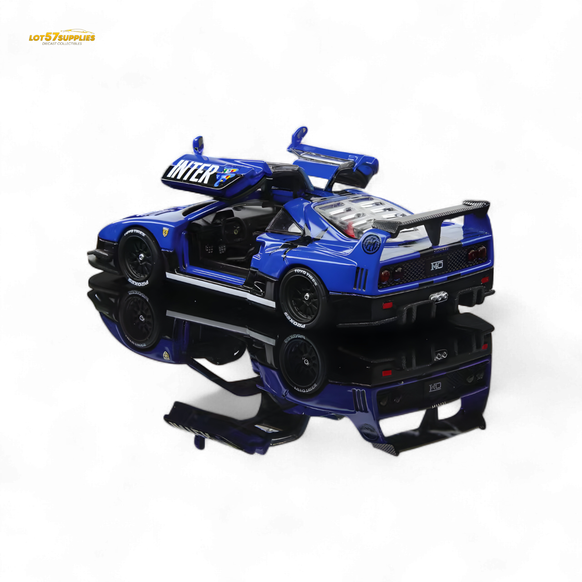 (Pre-Order) Demon King Auto F40 LB-Works Wide-Body Gull Wing Gate Modified - Inter Milan Livery 1:64