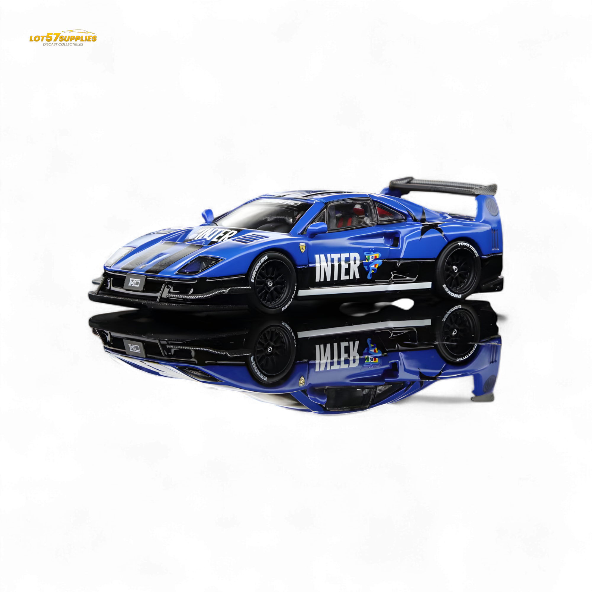 (Pre-Order) Demon King Auto F40 LB-Works Wide-Body Gull Wing Gate Modified - Inter Milan Livery 1:64