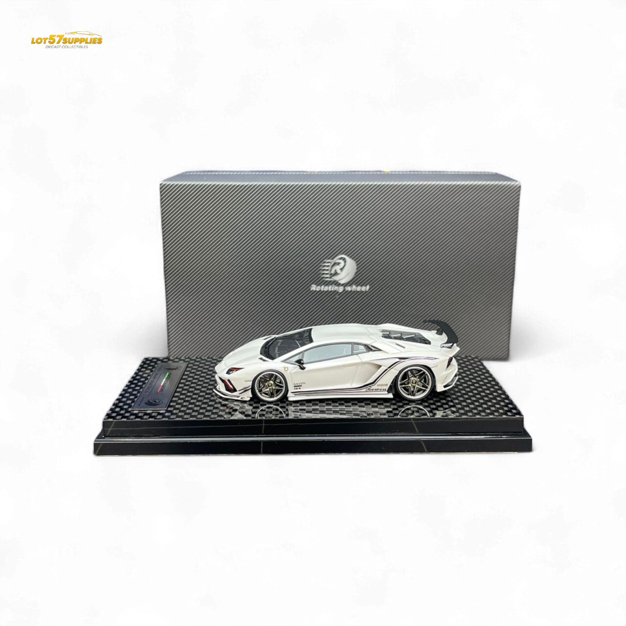 Rotating Wheel Rowen Aventador S - Pearl White 1/64