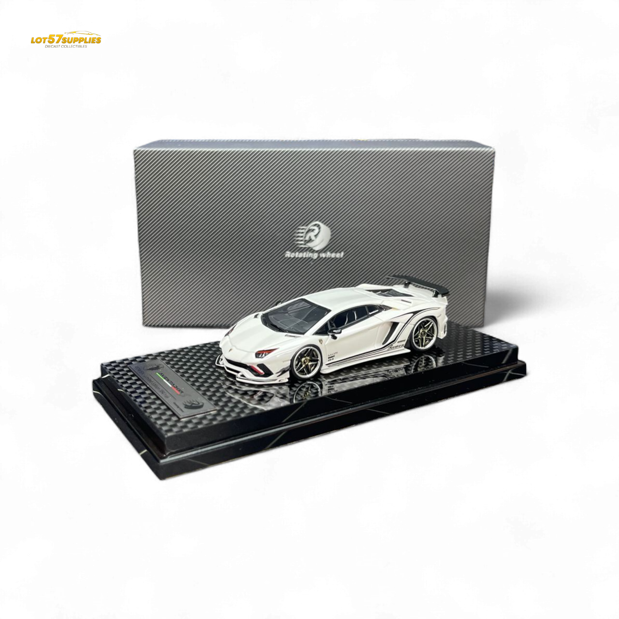 Rotating Wheel Rowen Aventador S - Pearl White 1/64