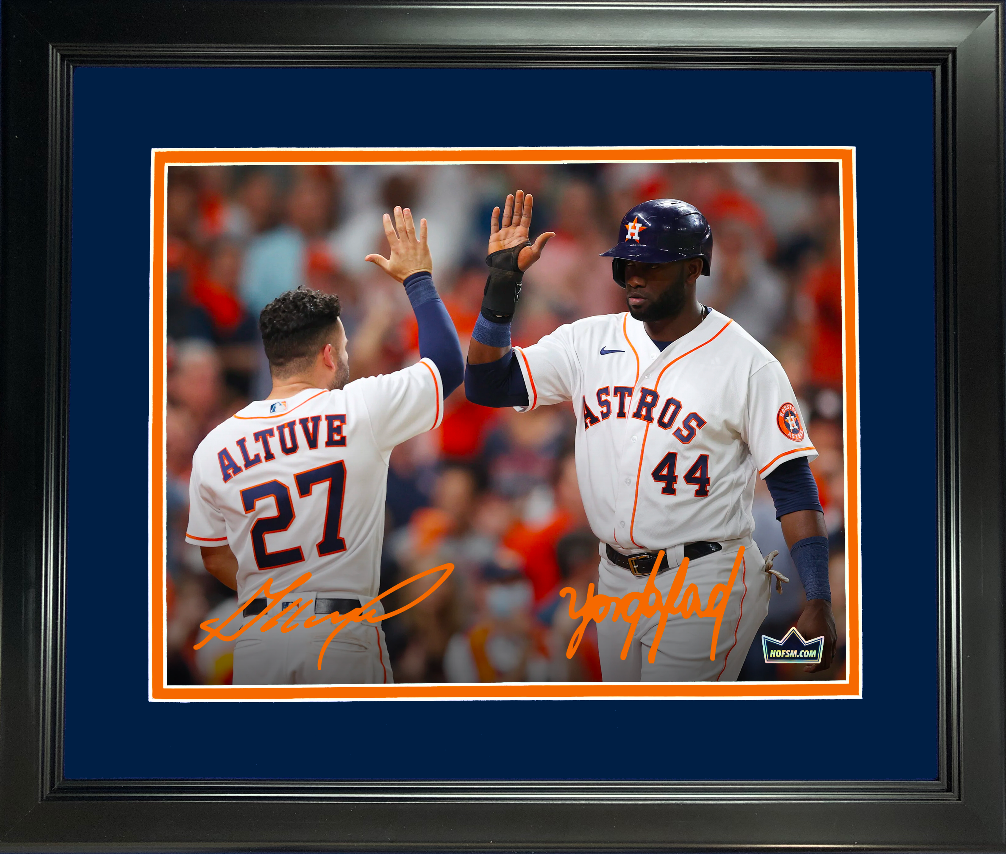 Framed Yordan Alvarez & Jose Altuve Houston Astros Dual Facsimile Laser Engraved Signature Auto 11"x14" Baseball Photo HOFSM Holo