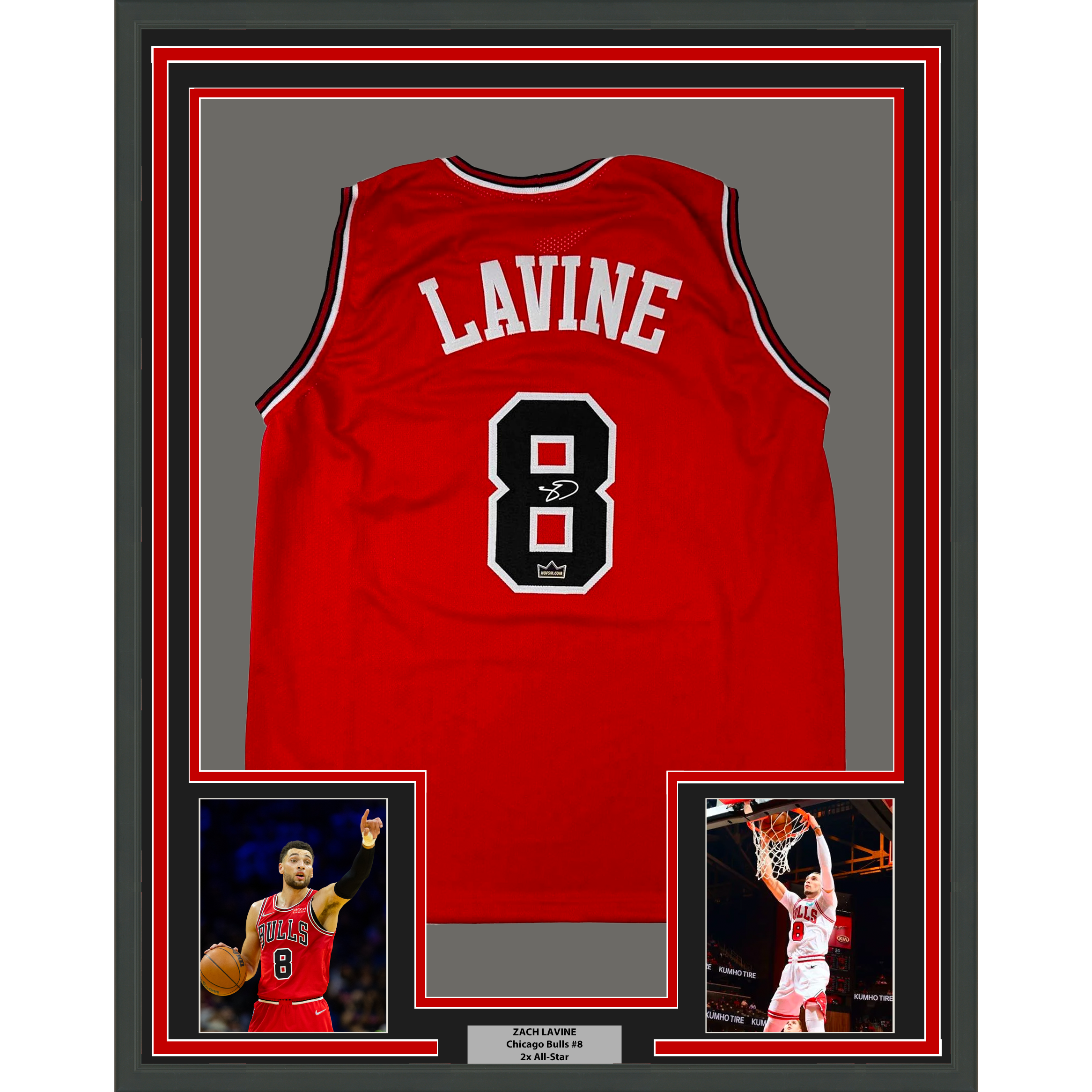 Framed Facsimile Autographed Zach LaVine 35x39 Chicago Red Reprint Laser Auto Basketball Jersey