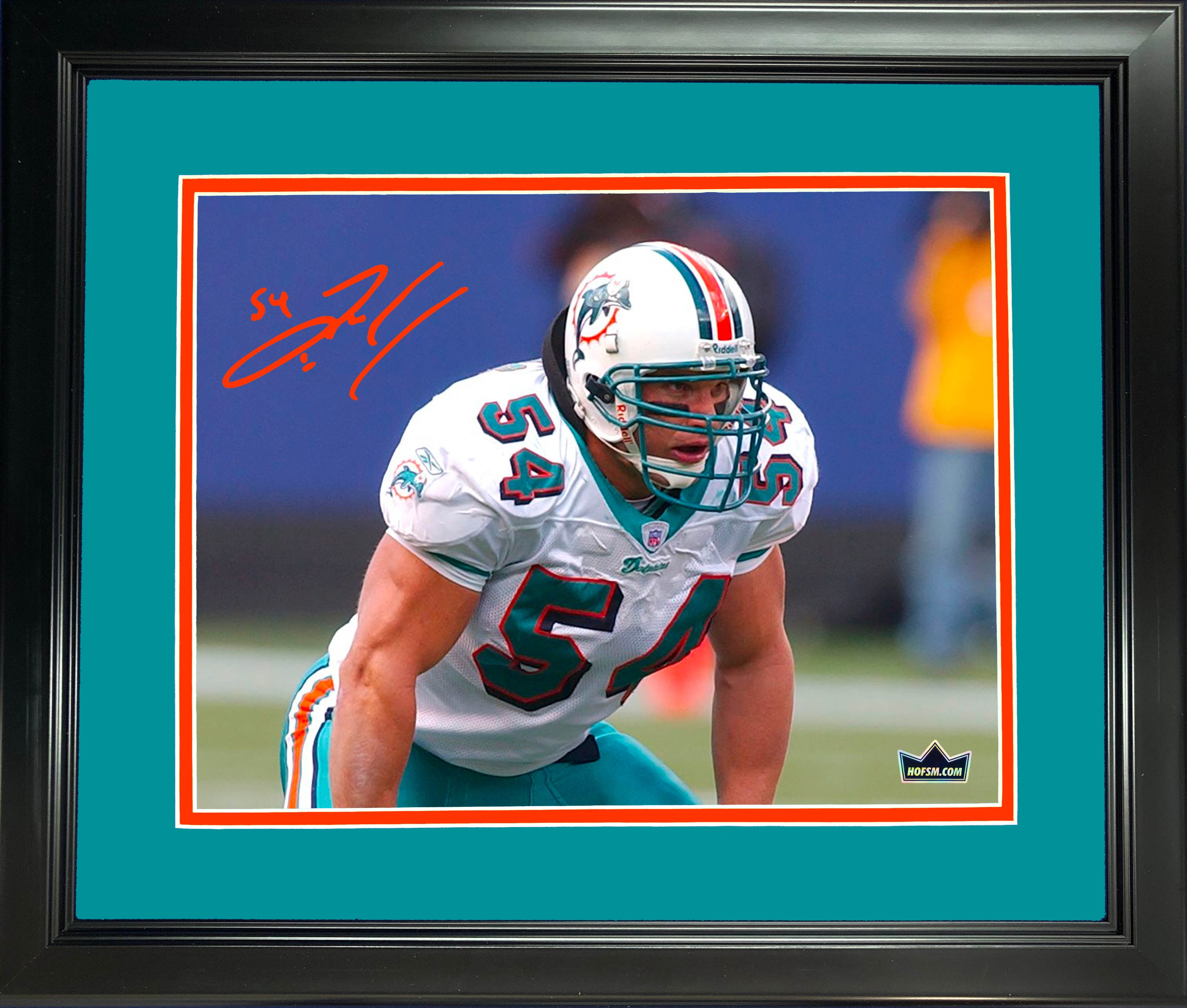 Framed Zach Thomas Miami Dolphins Facsimile Laser Engraved Signature Auto 11"x14" Football Photo HOFSM Holo