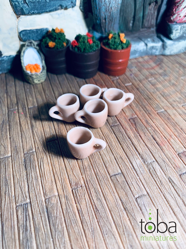 Toba Miniatures 1065 1/12 Scale Pink Mugs (5)