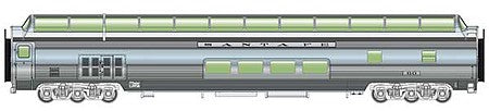 Walthers Proto 13501 HO Scale 85' Budd Big Dome Bar Lounge Dormitory - Ready to Run -- Santa Fe #60, Business Train (Real Metal Finish)
