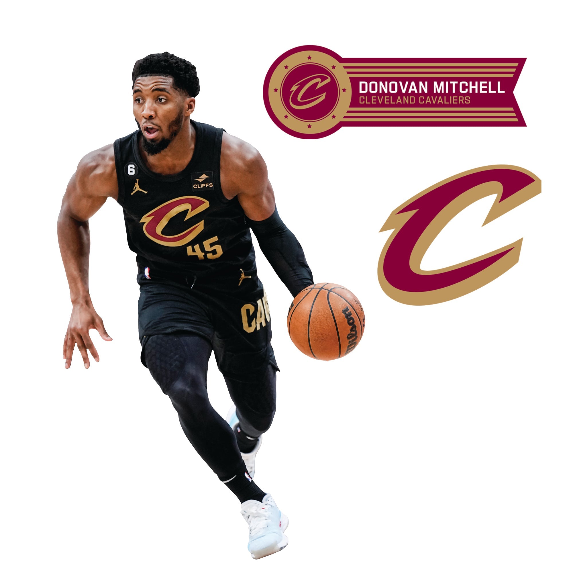 Donovan Mitchell - RealBig Statement Jersey Collection - Official NBA - Cleveland Cavaliers - Reusable Vinyl Wall Decals