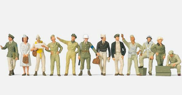 Preiser 16521 HO Scale Military - US WWII - Figures -- US Army Air Corps/Air Force - Standing pkg(12)