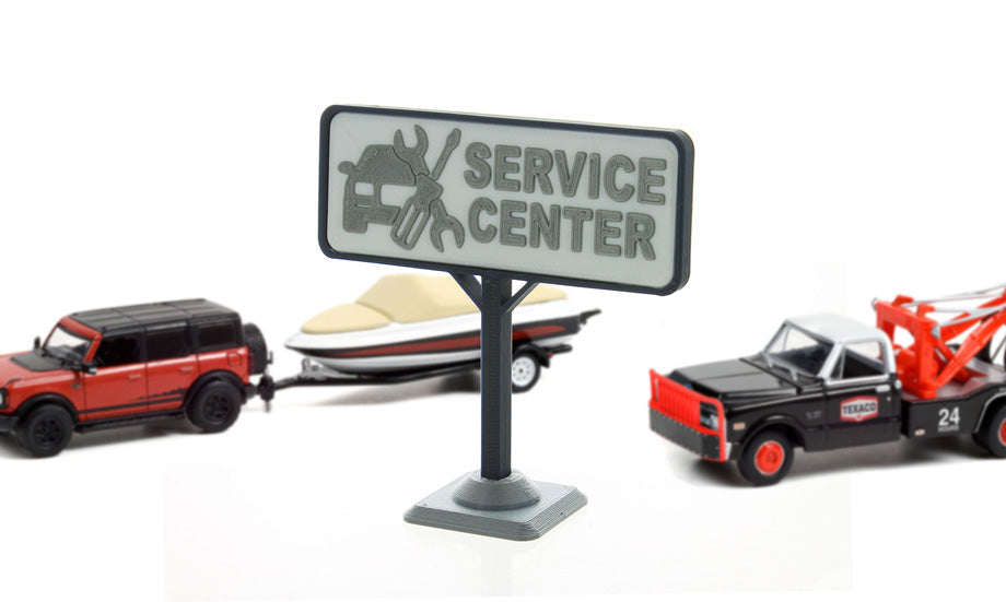 3D To Scale 64-610-BL 1/64 Scale Service Center Sign - Dual-Sided 3D Design