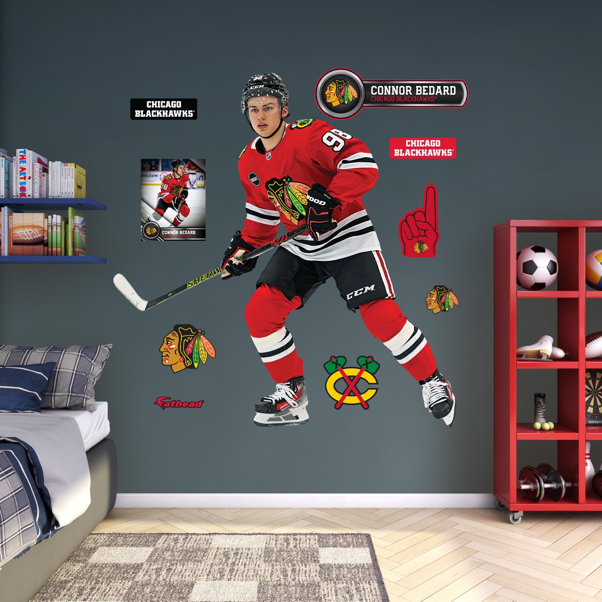 Connor Bedard - RealBig Collection - Official NHL - Chicago Blackhawks - Reusable Vinyl Wall Decals