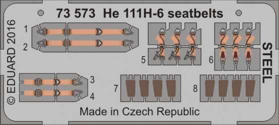 Eduard 73573 1/72 Aircraft- He111H6 Seatbelts Steel for ARX (Painted) (D)