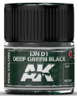 AK Interactive RC304 Real Colors: IJN D1 Deep Green Black Acrylic Lacquer Paint 10ml Bottle