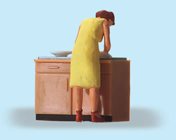 Preiser 28145 HO Scale People At Home -- Woman Doing Dishes