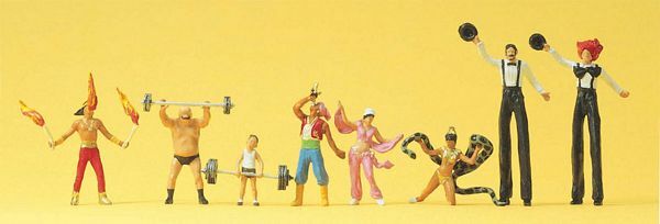 Preiser 24656 HO Scale Circus Figures -- Sideshow Performers pkg(8)