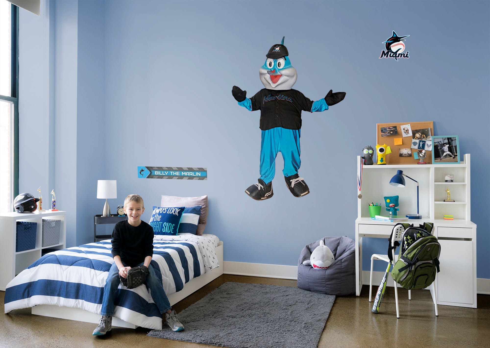 Billy The Marlin - RealBig Mascot Collection - Official MLB - Miami Marlins - Reusable Vinyl Wall Decals