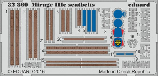 Eduard 32860 1/32 Aircraft- Mirage IIIc Seatbelts for ITA (Painted)