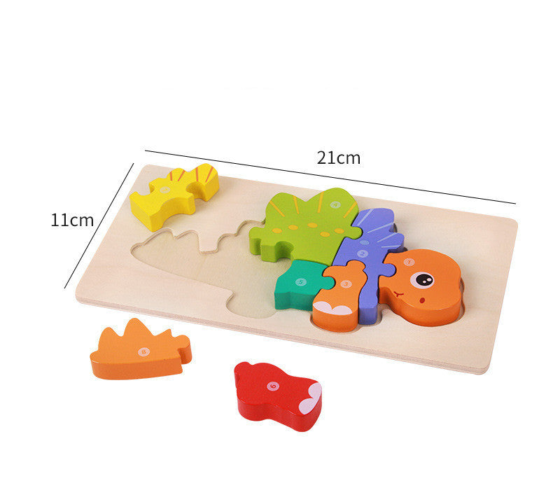 Wooden 3D Dinosaur Puzzle – Montessori Educational Toy for Kids