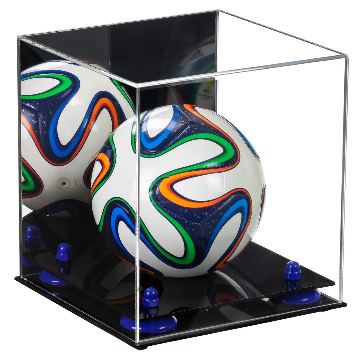 Mini/Miniature (not Full Size) Soccer Ball Display Case - Mirror No Wall Mounts (A015/B03)