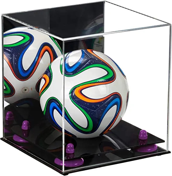 Mini/Miniature (not Full Size) Soccer Ball Display Case - Mirror No Wall Mounts (A015/B03)