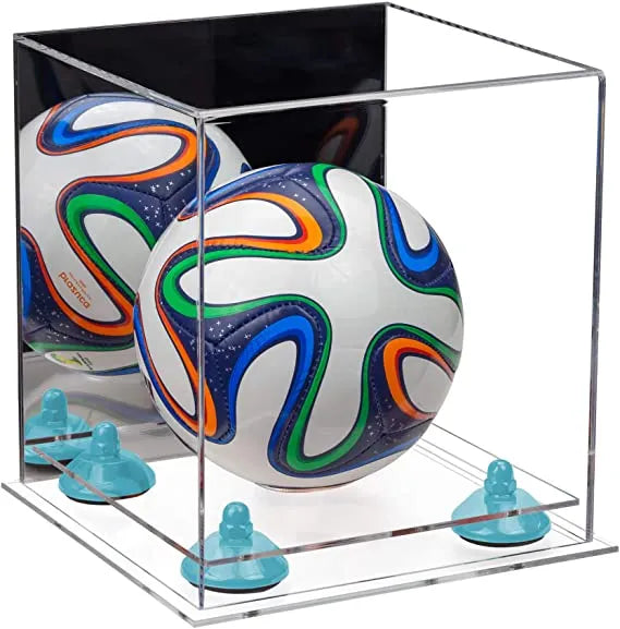 Mini/Miniature (not Full Size) Soccer Ball Display Case - Mirror No Wall Mounts (A015/B03)