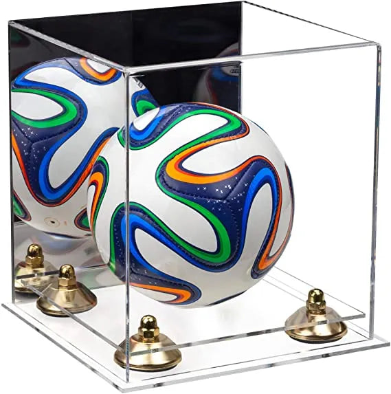 Mini/Miniature (not Full Size) Soccer Ball Display Case - Mirror No Wall Mounts (A015/B03)