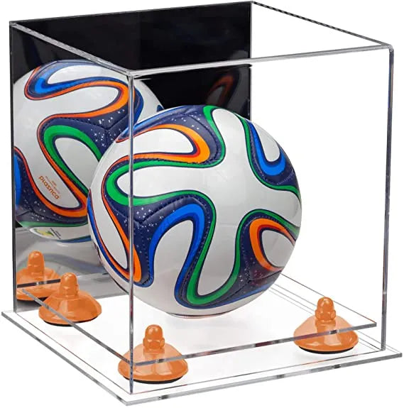 Mini/Miniature (not Full Size) Soccer Ball Display Case - Mirror No Wall Mounts (A015/B03)