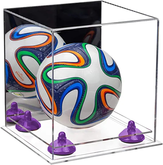 Mini/Miniature (not Full Size) Soccer Ball Display Case - Mirror No Wall Mounts (A015/B03)