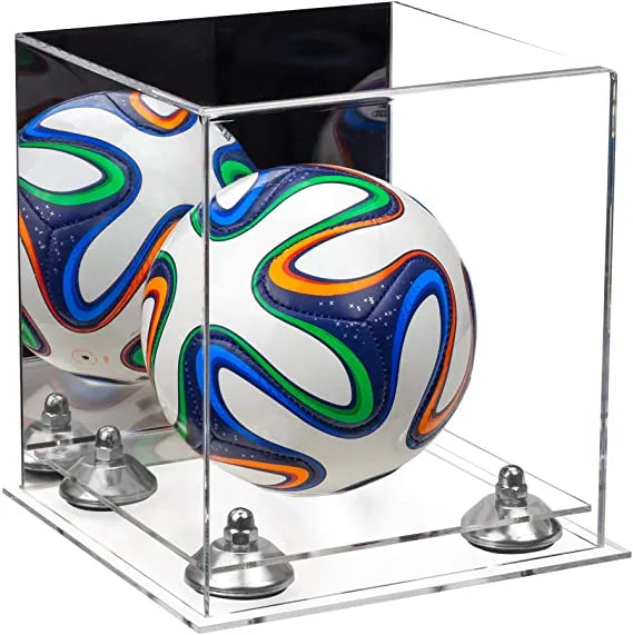 Mini/Miniature (not Full Size) Soccer Ball Display Case - Mirror No Wall Mounts (A015/B03)