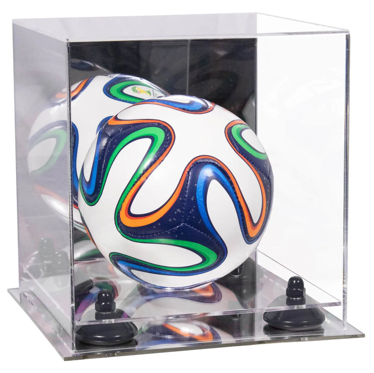 Mini/Miniature (not Full Size) Soccer Ball Display Case - Mirror No Wall Mounts (A015/B03)
