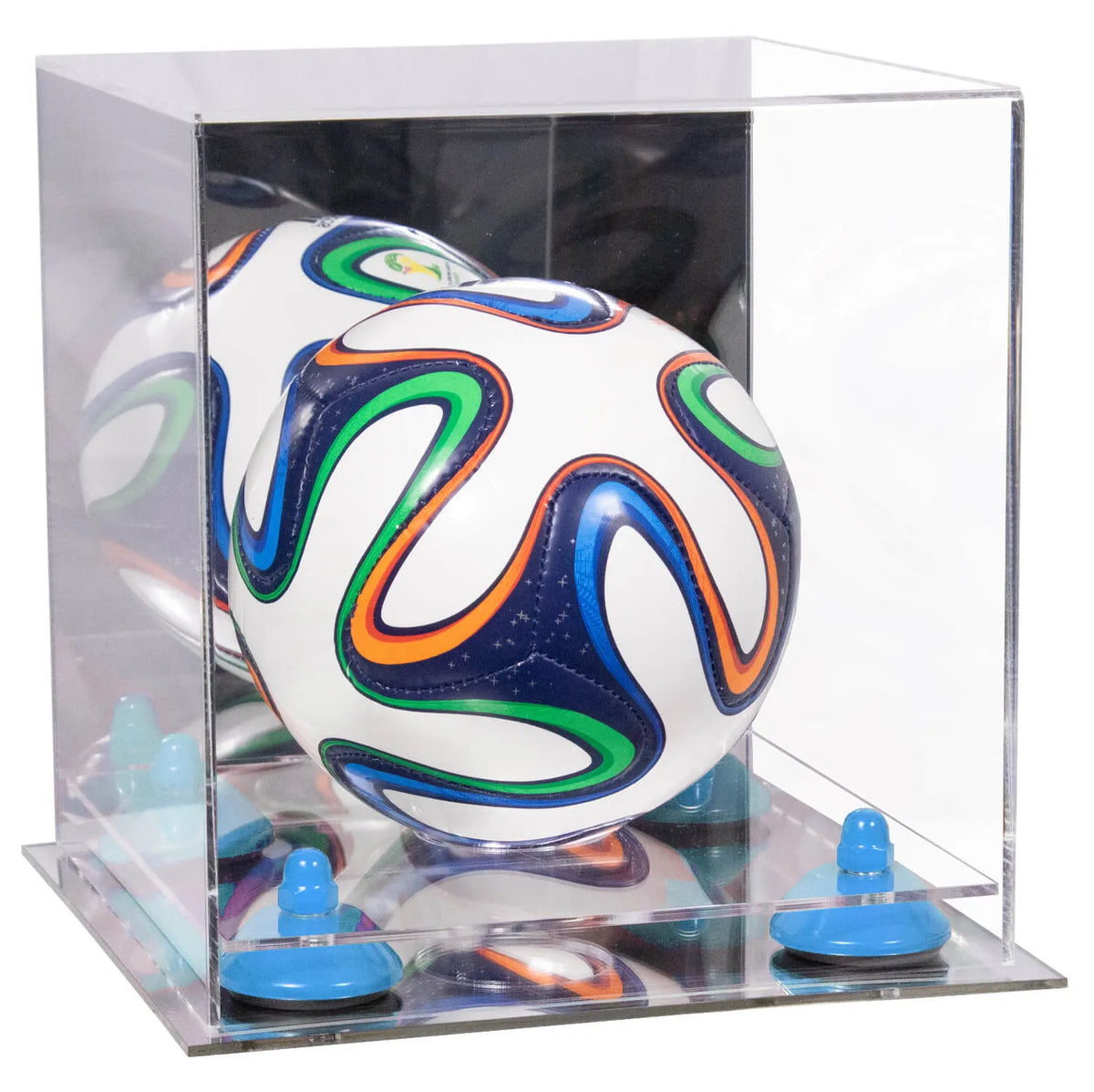 Mini/Miniature (not Full Size) Soccer Ball Display Case - Mirror No Wall Mounts (A015/B03)