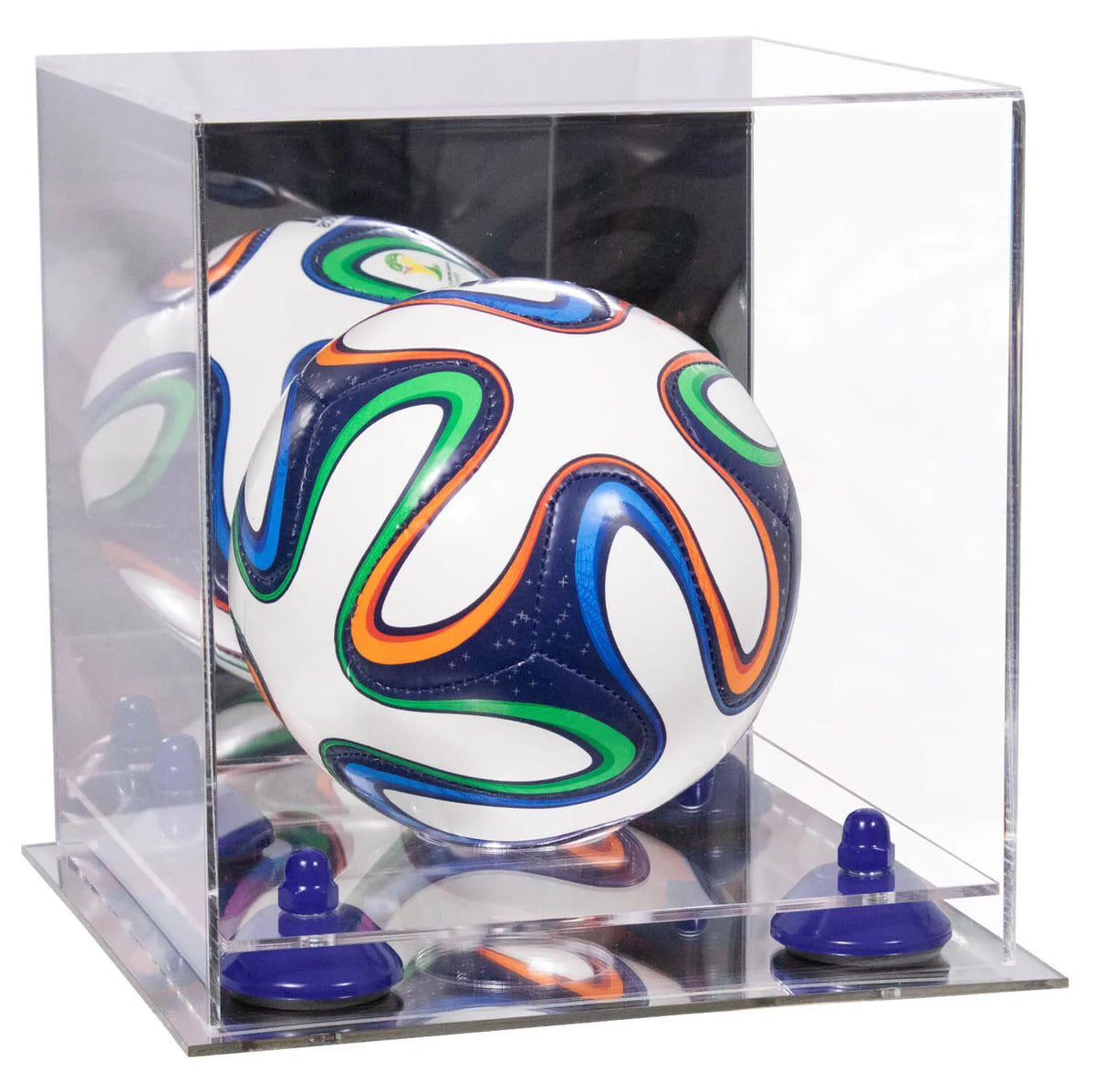 Mini/Miniature (not Full Size) Soccer Ball Display Case - Mirror No Wall Mounts (A015/B03)