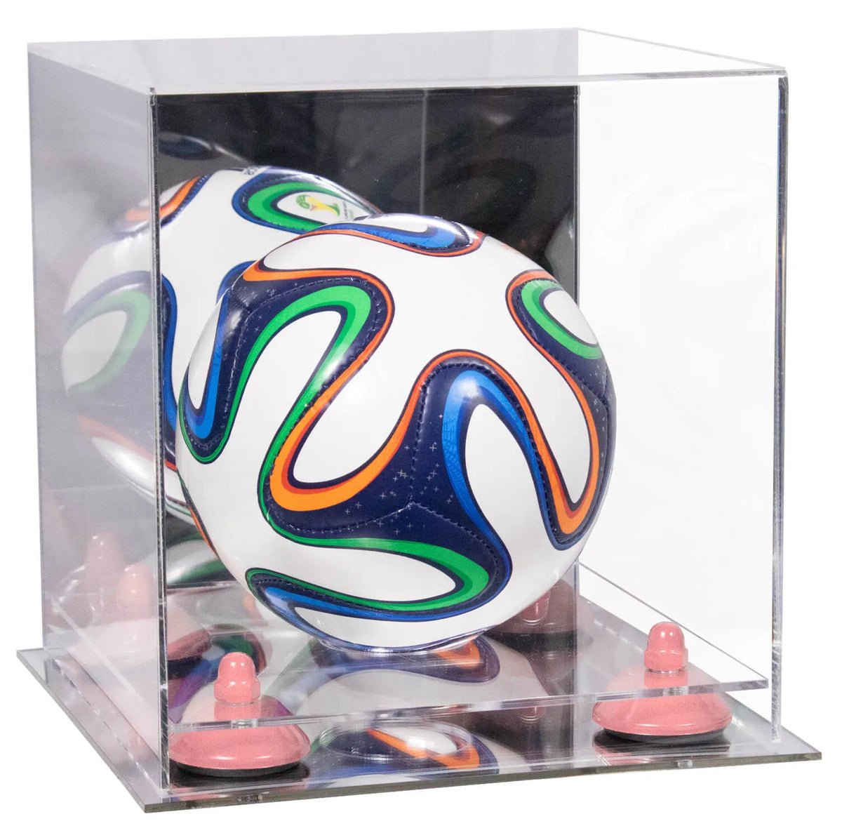 Mini/Miniature (not Full Size) Soccer Ball Display Case - Mirror No Wall Mounts (A015/B03)