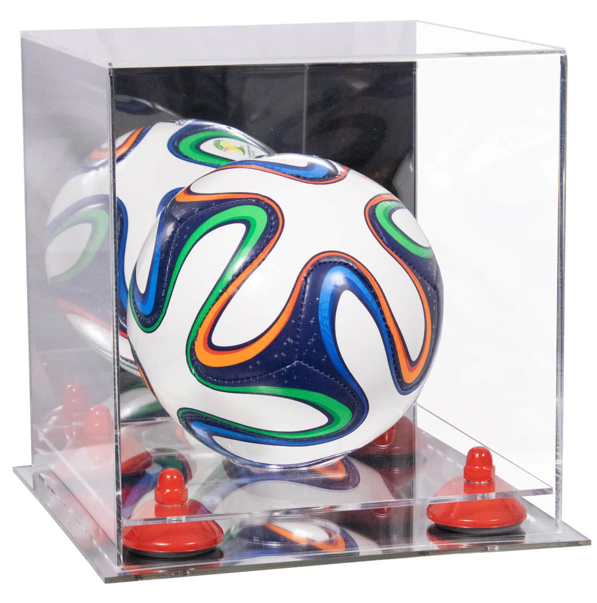 Mini/Miniature (not Full Size) Soccer Ball Display Case - Mirror No Wall Mounts (A015/B03)