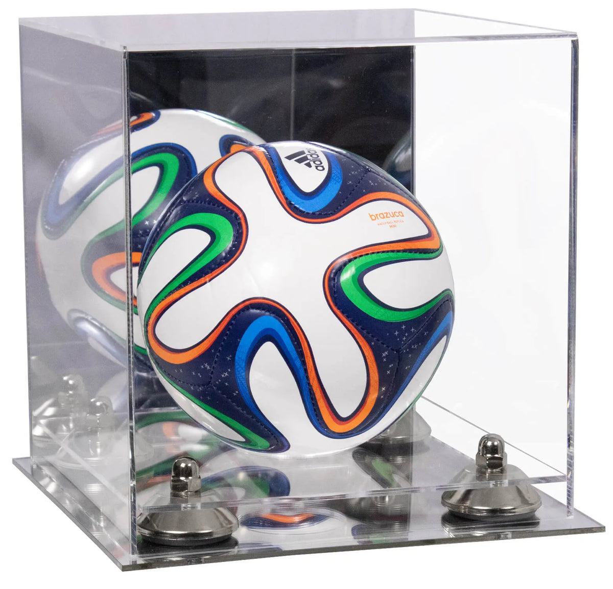 Mini/Miniature (not Full Size) Soccer Ball Display Case - Mirror No Wall Mounts (A015/B03)