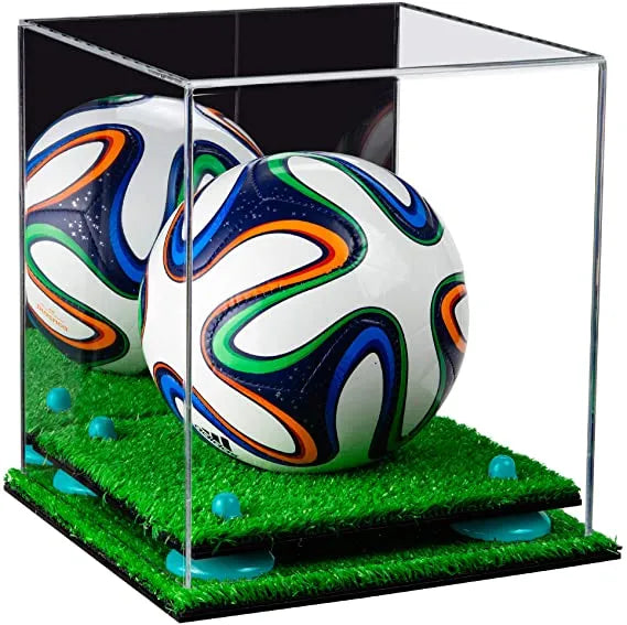 Mini/Miniature (not Full Size) Soccer Ball Display Case - Mirror No Wall Mounts (A015/B03)