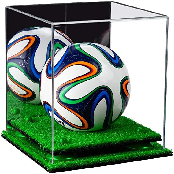 Mini/Miniature (not Full Size) Soccer Ball Display Case - Mirror No Wall Mounts (A015/B03)