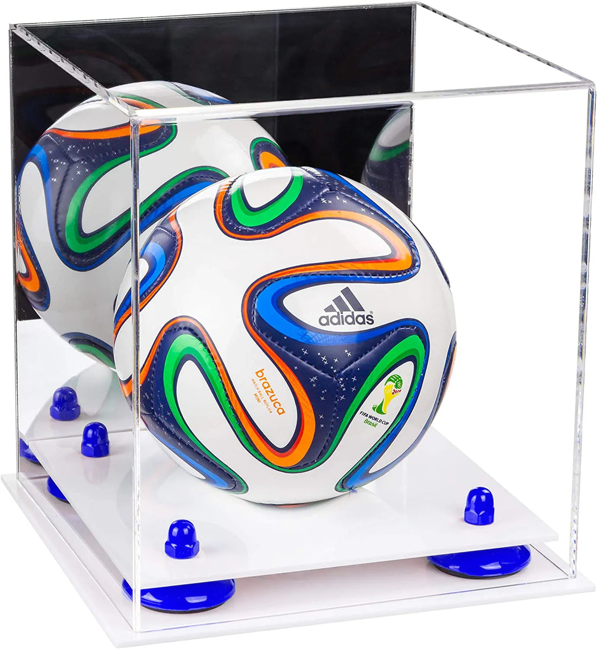 Mini/Miniature (not Full Size) Soccer Ball Display Case - Mirror No Wall Mounts (A015/B03)