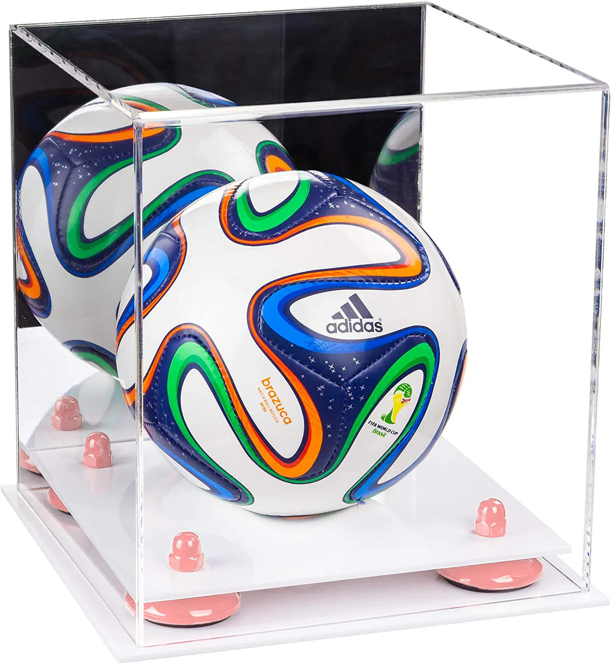 Mini/Miniature (not Full Size) Soccer Ball Display Case - Mirror No Wall Mounts (A015/B03)
