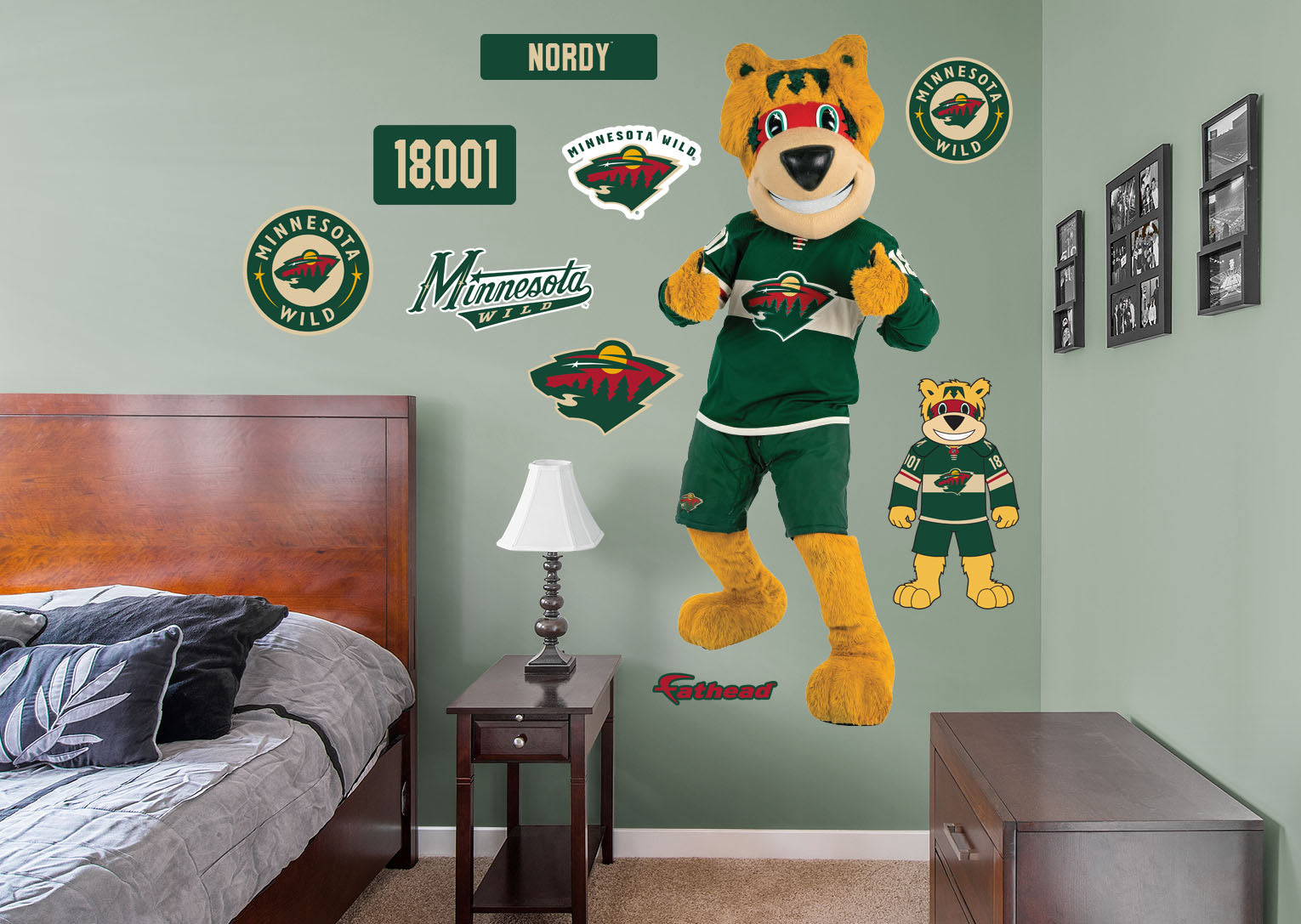 Nordy Mascot - RealBig Collection - Official NHL - Minnesota Wild - Reusable Vinyl Wall Decals